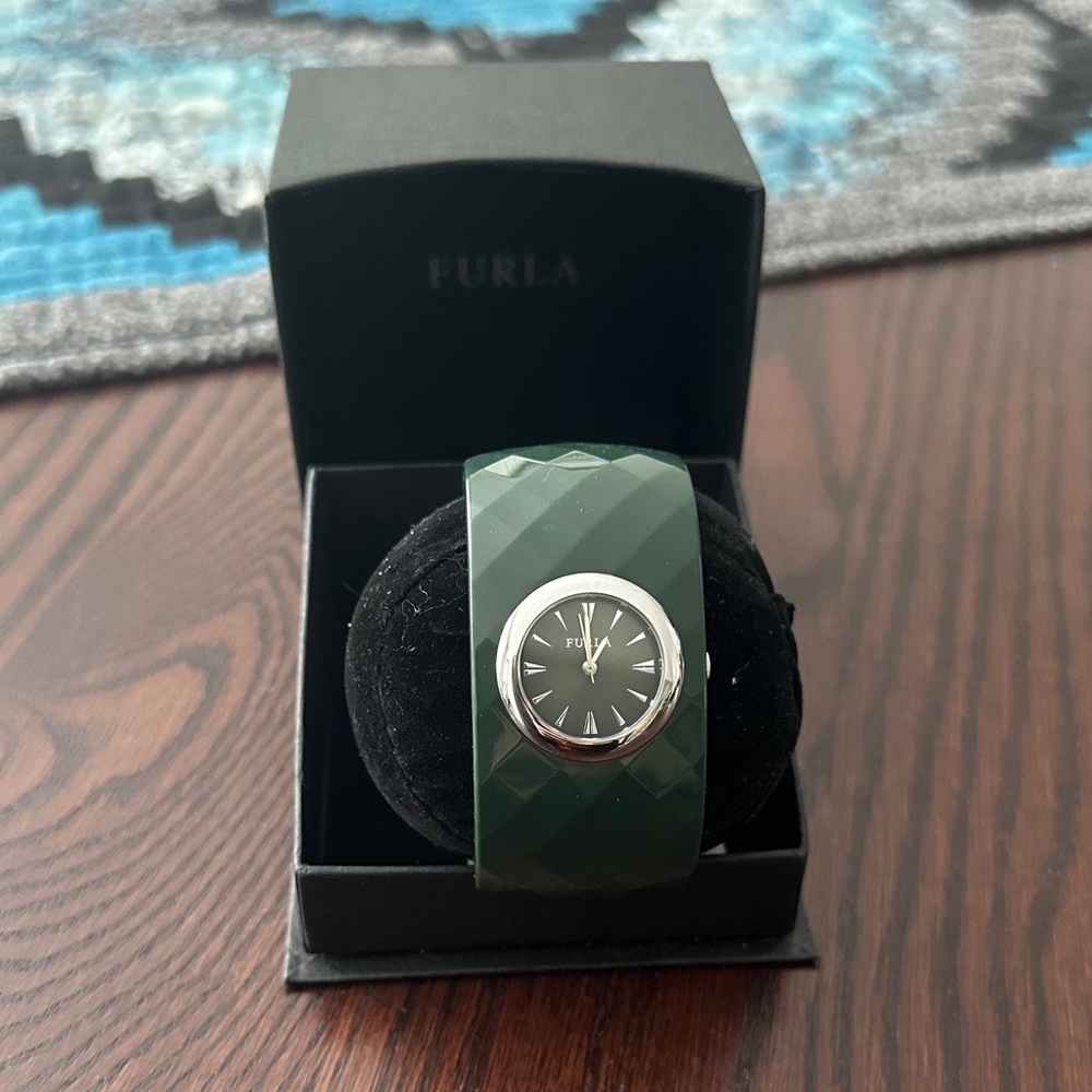 Furla Green Watch with Silver Accents